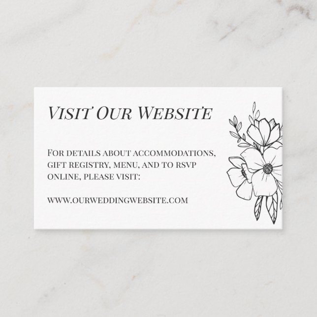 Tarjeta De Recepción Hermosos detalles Bodas de flores blancas (Anverso)