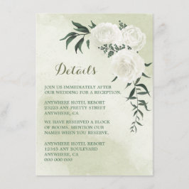 Tarjeta De Recepción hermosos detalles bodas de vegetación floral blanc