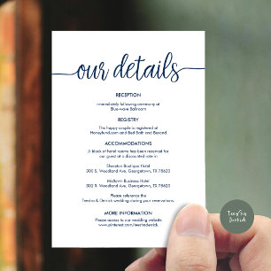 Tarjeta De Recepción Hermosos detalles de nuestro Boda, tinta negra rús