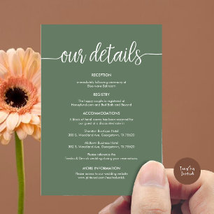 Tarjeta De Recepción Hermosos detalles de nuestro Boda, tinta negra rús