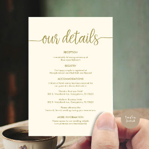 Tarjeta De Recepción Hermosos detalles de nuestro Boda, tinta negra rús