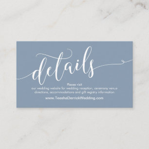 Tarjeta De Recepción Hermosos detalles de sitios web Bodas, azul turbio