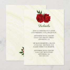 Tarjeta De Recepción hermosos detalles de vegetación de flores rojas