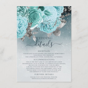 Tarjeta De Recepción Hermosos detalles del Boda Dusty Blue Floral