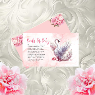 Tarjeta De Recepción Hermosos libros de Baby Shower con flores de cisne