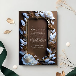 Tarjeta De Recepción Hermosos Rosas ornados con acento dorado