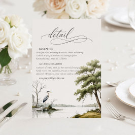 Tarjeta De Recepción Heron Toile Country Calligraphy Wedding Details 