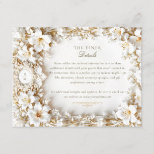 Tarjeta De Recepción Hibisco Blanco Elegante con Dorado Falso