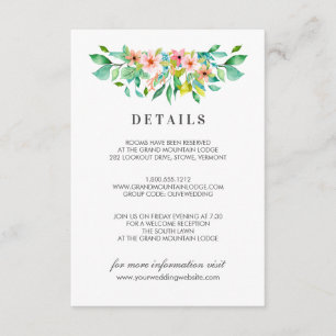 Tarjeta De Recepción Hibisco Tropical Detalles de la Flor para Bodas