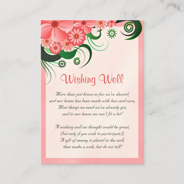 Tarjeta De Recepción Hibiscus Floral Boda Rosa Desearía Bien (Anverso)