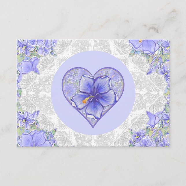 Tarjeta De Recepción Hibiscus & lace BLUE (Anverso)