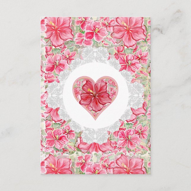 Tarjeta De Recepción Hibiscus & lace RED (Anverso)