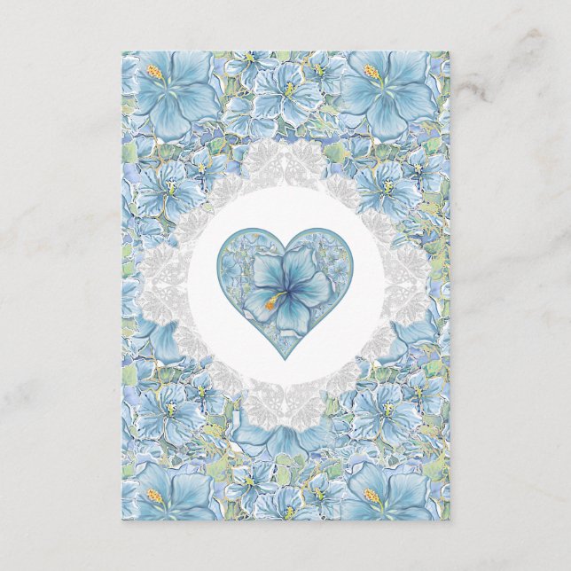 Tarjeta De Recepción Hibiscus & lace TURQUOISE (Anverso)