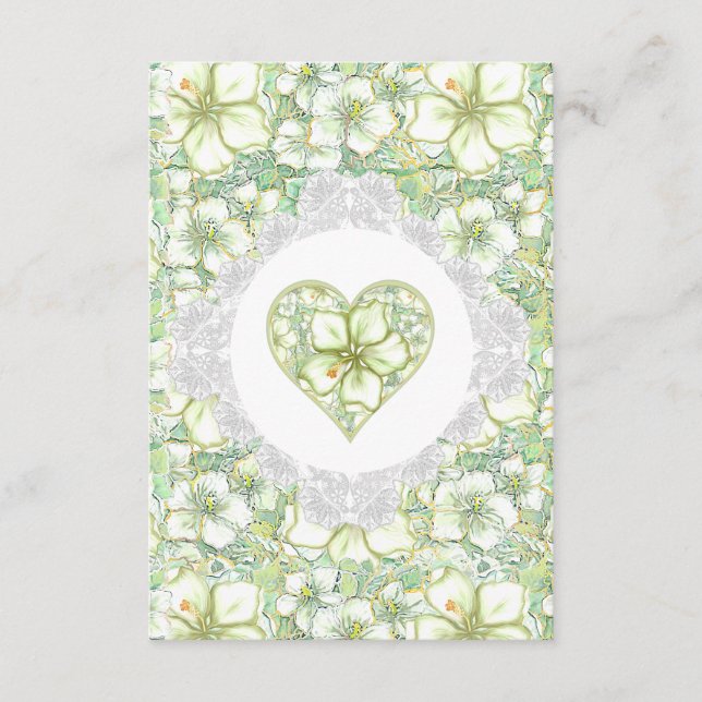 Tarjeta De Recepción Hibiscus & lace WHITE (Anverso)