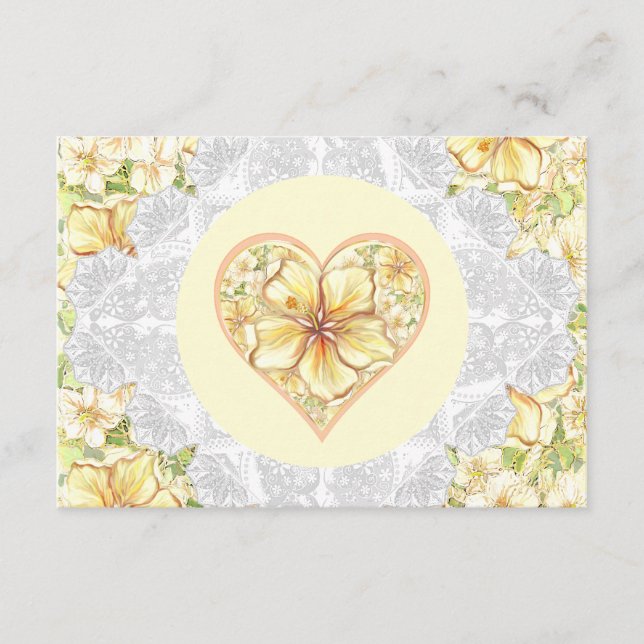 Tarjeta De Recepción Hibiscus & lace YELLOW (Anverso)