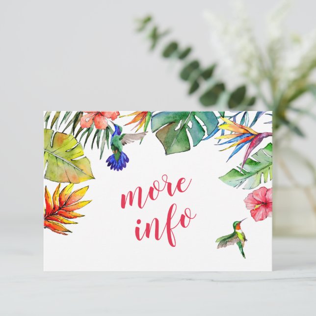 Tarjeta De Recepción Hibiscus Tropical Hawai Más Boda de información (Anverso de pie)