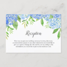 Tarjeta De Recepción Hidrangea Azul Acuarela Boda Floral