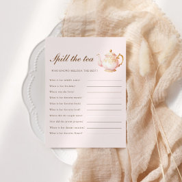 Tarjeta De Recepción High Tea Pastel Pink Bridal Shower Party Game