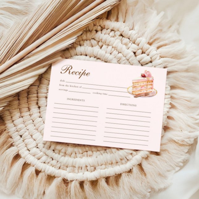 Tarjeta De Recepción High Tea Pastel Pink Bridal Shower Recipe (Subido por el creador)