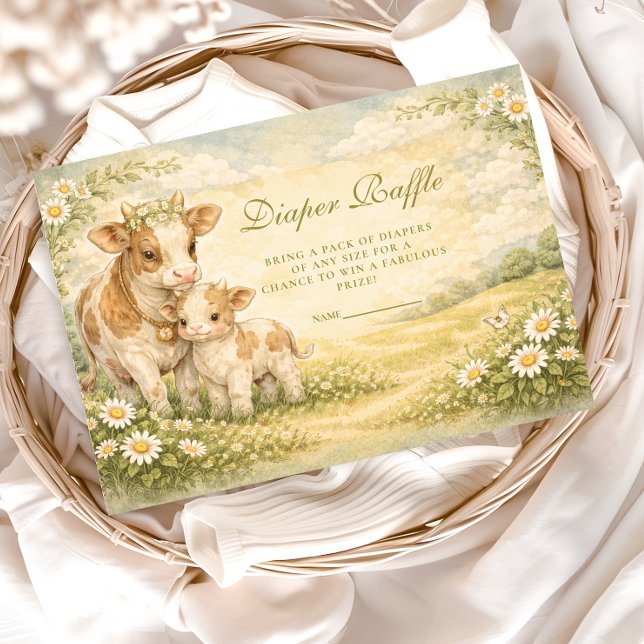 Tarjeta De Recepción Highland Cow Baby Shower Diapper Raffle (Subido por el creador)
