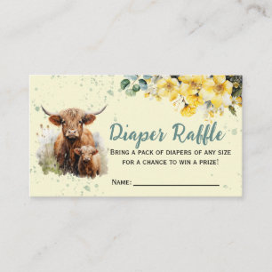 Tarjeta De Recepción Highland Cow Diaper Raffle Baby Shower