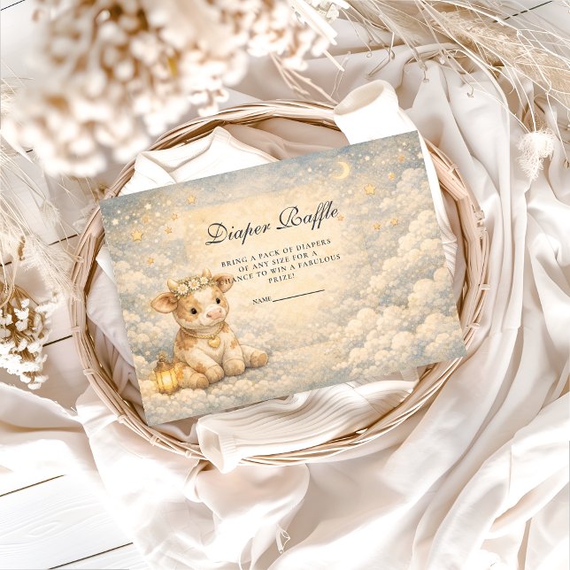 Tarjeta De Recepción Highland Cow Floral Diapper Raffle (Subido por el creador)