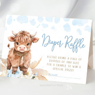 Tarjeta De Recepción Highland Cow Holy Cow baby boy shower 