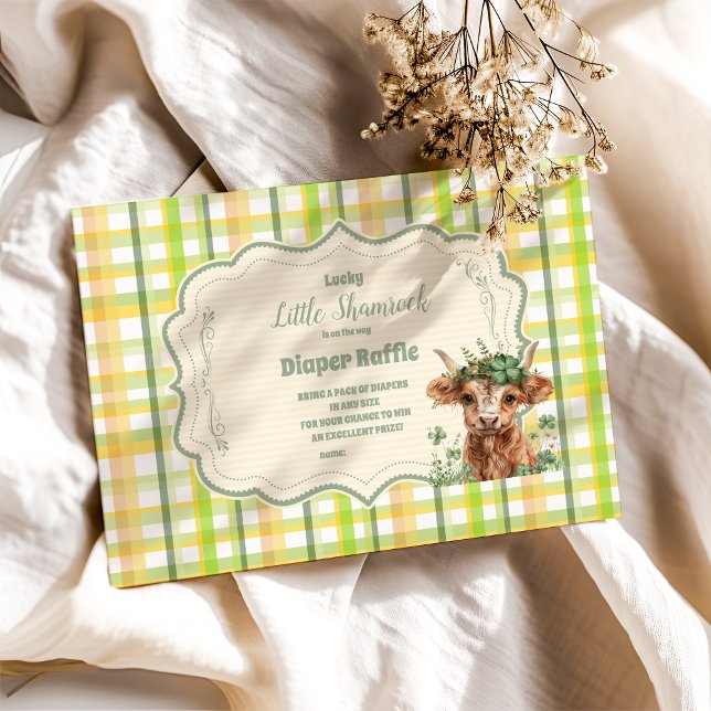Tarjeta De Recepción Highland Cow Lucky Little Shamroc Diapper Raffle (Subido por el creador)
