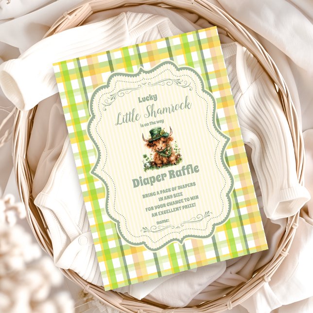 Tarjeta De Recepción Highland Cow Lucky Little Shamrock Diapper Raffle (Subido por el creador)