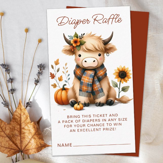 Tarjeta De Recepción Highland Cow Otoño Calf Baby Shower Diaper Raffle (Subido por el creador)