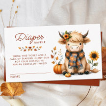 Highland Cow Otumn Cute Baby Shower Diaper Raffle