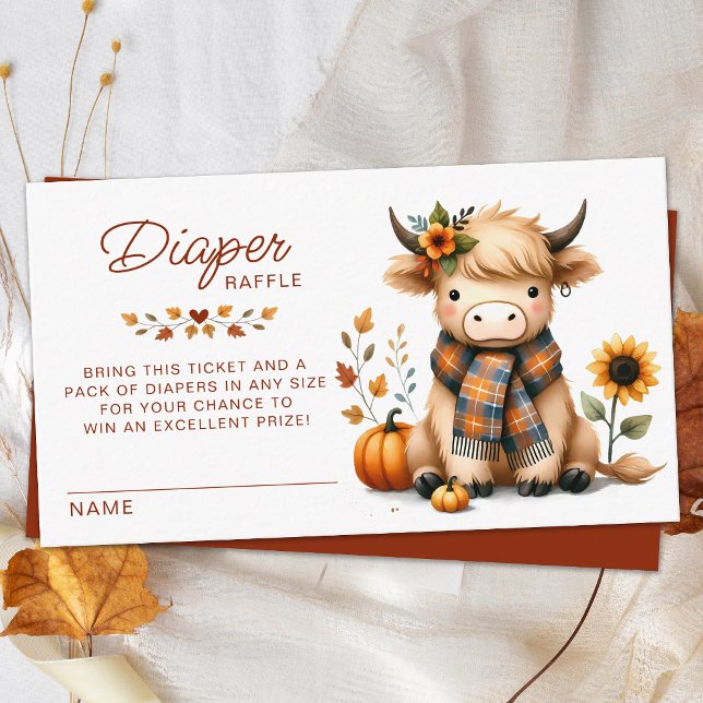 Tarjeta De Recepción Highland Cow Otumn Cute Baby Shower Diaper Raffle (Subido por el creador)
