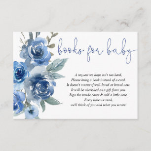 Tarjeta De Recepción Hija floral azul bebé solicitud de un libro de duc
