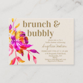 Tarjeta De Recepción Hinchera floral dorada rosa ducha Brunch