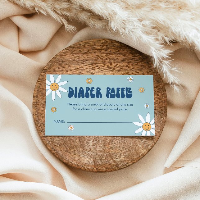 Tarjeta De Recepción HIPPIE DAZE Groovy Diaper Raffle Ticket Blue (Subido por el creador)