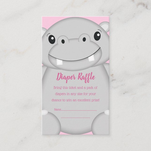 Tarjeta De Recepción Hippo Baby Shower Pink (Anverso)