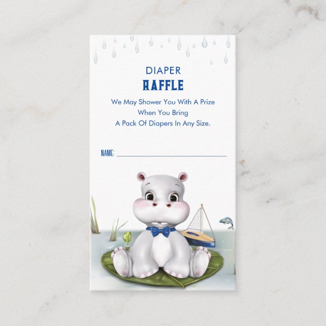 Tarjeta De Recepción Hippo Boy Baby Shower (Anverso)