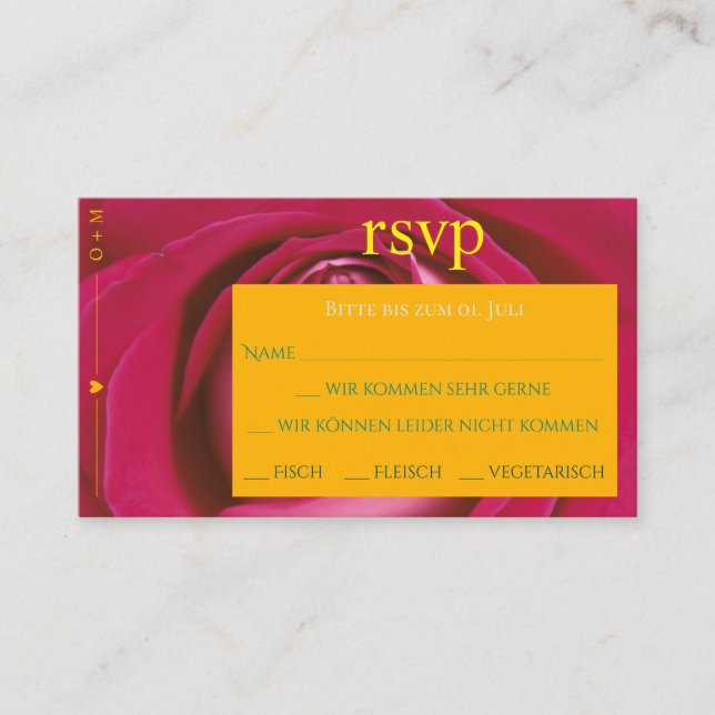 Tarjeta De Recepción Hochzeit Antwortskarte RSVP mit Rosenmotiv (Anverso)
