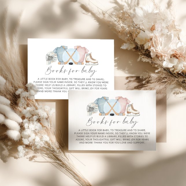 Tarjeta De Recepción Hockey baby shower, ice hockey book request (hockey baby shower books for baby cards)