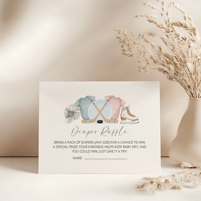 Tarjeta De Recepción Hockey baby shower, ice hockey diaper raffle (hockey baby shower diaper raffle)