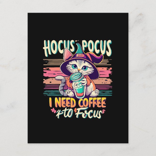 Tarjeta De Recepción Hocus Focus - Necesito café para concentrarme (Anverso)