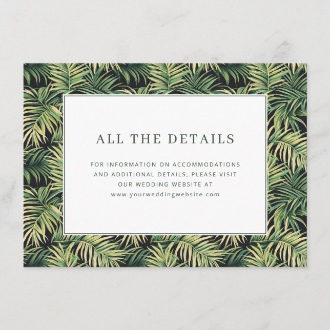 Tarjeta De Recepción Hoja de Palma Verde Tropical (Anverso)