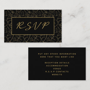Tarjeta De Recepción Hoja dorada monstera, recinto boda rsvp