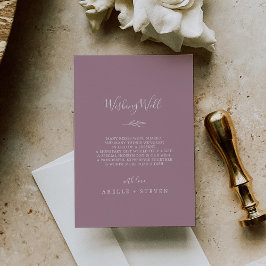 Tarjeta De Recepción Hoja mínima | Boda Mauve Deseando Bien