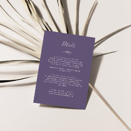 Tarjeta De Recepción Hoja mínima | Detalles de la púrpura de plumas