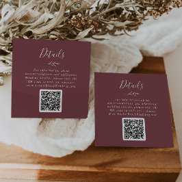 Tarjeta De Recepción Hoja mínima | Detalles del Boda de código QR de Bo