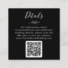 Tarjeta De Recepción Hoja mínima | Detalles del Boda de código QR negro