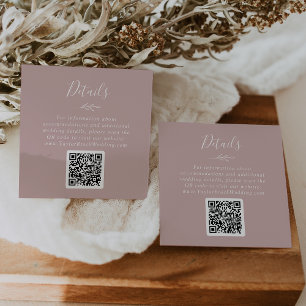 Tarjeta De Recepción Hoja mínima   Detalles del Boda de código QR Rosa 