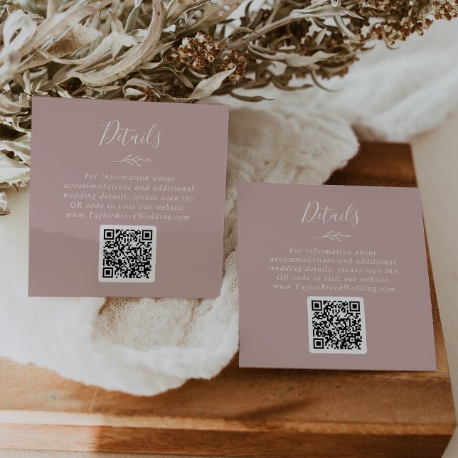 Tarjeta De Recepción Hoja mínima | Detalles del Boda de código QR Rosa  (Subido por el creador)