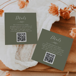 Tarjeta De Recepción Hoja mínima Detalles del Boda de código QR verde